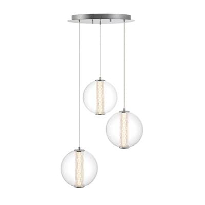 Eurofase Atomo, Chandelier, 3-Light, 21'', Chrome, Clear Glass by Eurofase