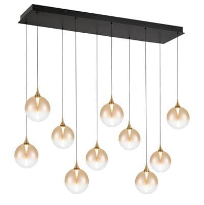 Eurofase Iissa, Chandelier, 10-Light, 47'', Gold, Amber Glass by Eurofase