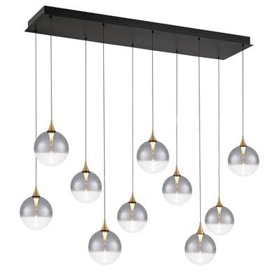 Eurofase Iissa, Chandelier, 10-Light, 47'', Gold, Smoked Glass by Eurofase