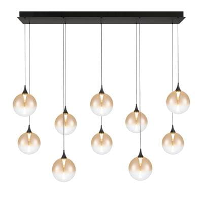 Eurofase Iissa, Chandelier, 10-Light, 47'', Matte Black, Amber Glass by Eurofase