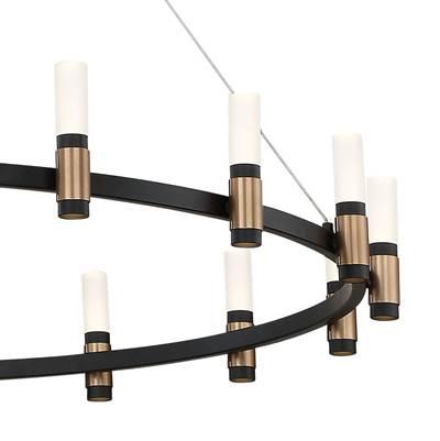 Albany, Chandelier, 12-Light, 32'', Brass-Black Mix, White Acrylic by Eurofase