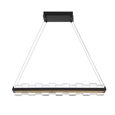 Eurofase Bruco, Chandelier, 35'', Matte Black, Clear Glass by Eurofase