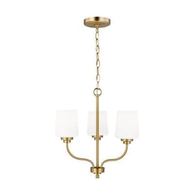 Generation Lighting Windom Three Light Chandelier Satin Brass Bulbs Inc by Generation Lighting