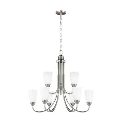 Generation Lighting Seville Nine Light Chandelier Brushed Nickel Bulbs Inc by Generation Lighting