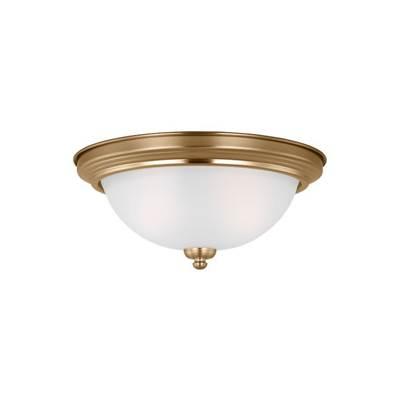 Geary Two Light Flush Mount Satin Brass Bulbs Inc by Generation Lighting
