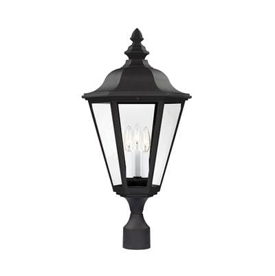 Generation Lighting Brentwood Three Light Outdoor Post Lantern Black Bulbs Inc by Generation Lighting