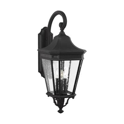 Generation Lighting Cotswold Lane Large Lantern in Black with Clear Seeded Glass Panels by Generation Lighting