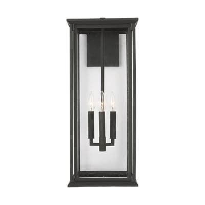 Generation Lighting Audley Extra Large Lantern Textured Black Clear Glass by Generation Lighting