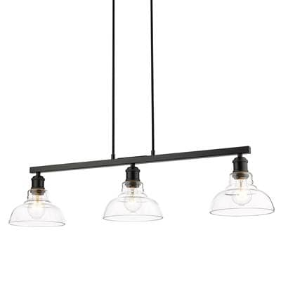 Golden Lighting Yep By Golden Lighting Carver 3-light Island Light in Matte Black and Clear Glass... by Golden Lighting