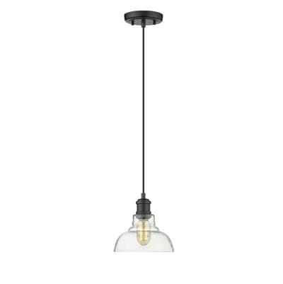 Golden Lighting Yep By Golden Lighting Carver 1-light Pendant in Matte Black and Clear Glass -...