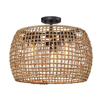 Golden Lighting Piper 3-light Outdoor Ceiling in Natural Black - Naturalblack