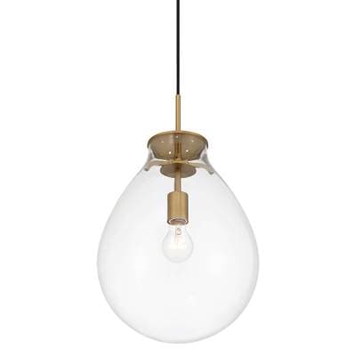 Golden Lighting Wry Lighting Drop 1-light Pendant in Brushed Champagne Brass and Clear Glass -... by Golden Lighting