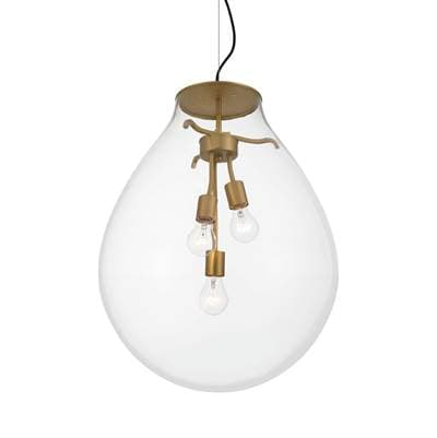 Golden Lighting Wry Lighting Drop 3-light Pendant in Brushed Champagne Brass and Clear Glass -... by Golden Lighting