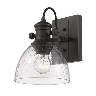 Golden Lighting Yep By Golden Lighting Hines 1-light Vanity in Rubbed Bronze and Seeded Glass -... by Golden Lighting
