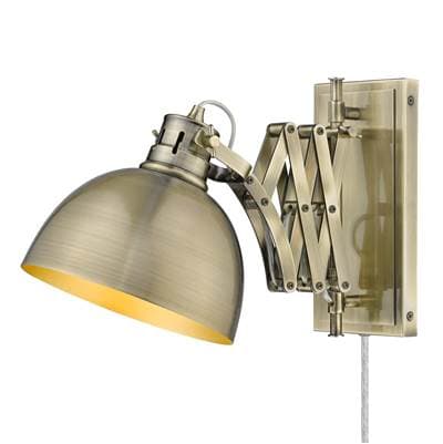 Golden Lighting Wry Lighting Hawthorn 1-light Swing Arm Wall Lamp - Aged Brass by Golden Lighting