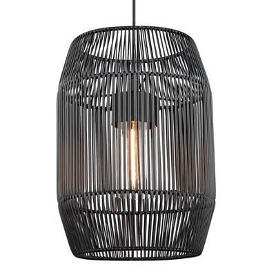 Golden Lighting Seabrooke 1-light Outdoor Pendant in Natural Black and Black Composite Wicker by Golden Lighting
