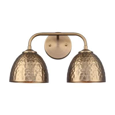 Golden Lighting Shepard 2-light Vanity in Modern Brass and Modern Brass Shade by Golden Lighting