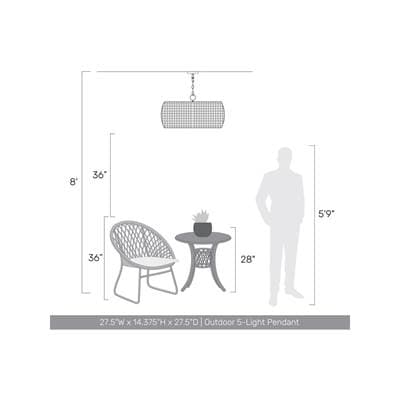 Golden Lighting Piper 5-light Outdoor Pendant in Natural Black - Naturalblack by Golden Lighting