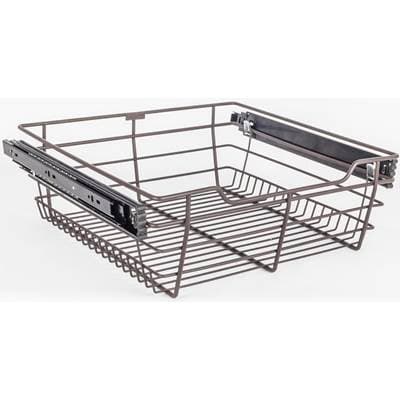 Hardware Resources Dark Bronze Closet Pullout Basket with Slides 14''D X 17''W X 6''H by Hardware Resources