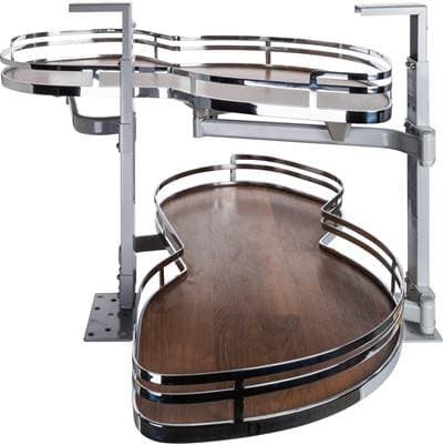 Hardware Resources 15'' Polished Chrome and Walnut Blind Corner Swingout for Openings On the... by Hardware Resources