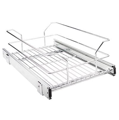 Hardware Resources 12'' Metal Pullout Basket - Chrome by Hardware Resources