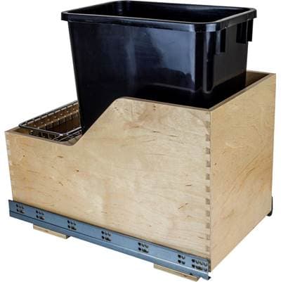 Hardware Resources Single 35 Quart Wood Bottom-mount Soft-close Trashcan Rollout for Hinged... by Hardware Resources