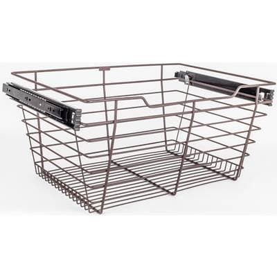 Hardware Resources Dark Bronze Closet Pullout Basket with Slides 14''D X 23''W X 11''H by Hardware Resources