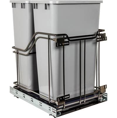 Hardware Resources Double 50 Quart Black Nickel Storage WITH Style Metal Soft-close Trashcan... by Hardware Resources