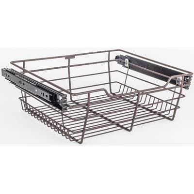 Hardware Resources Dark Bronze Closet Pullout Basket with Slides 16''D X 17''W X 6''H by Hardware Resources