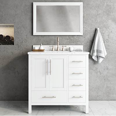 Icera Stone Top 36 X 22 X 1-1/8-in Glacier White Quartz, Large Sink Cutout by Icera