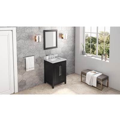 Jeffrey Alexander 24'' Black Cade Vanity, White Carrara Marble Vanity Top, Undermount Rectangle... by Jeffrey Alexander