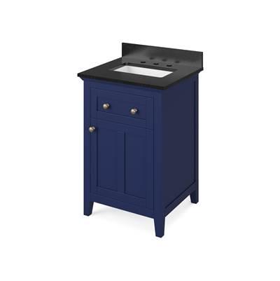 24'' Hale Blue Chatham Vanity, Black Granite Vanity Top, undermount rectangle bowl by Jeffrey Alexander