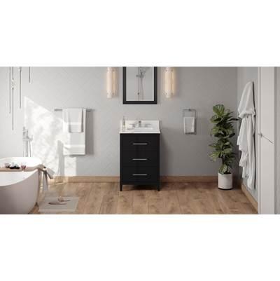24'' Black Katara Vanity, Calacatta Vienna Quartz Vanity Top, Undermount Rectangle Bowl by Jeffrey Alexander