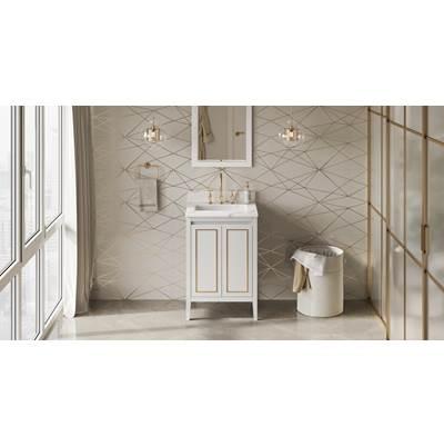 24'' White Percival Vanity, Calacatta Vienna Quartz Vanity Top, Undermount Rectangle Bowl by Jeffrey Alexander