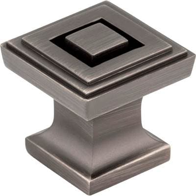 Jeffrey Alexander 1'' Overall Length Brushed Pewter Square Delmar Cabinet Knob by Jeffrey Alexander