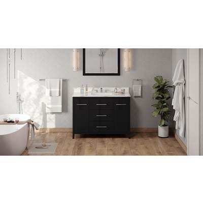 48'' Black Katara Vanity, Calacatta Vienna Quartz Vanity Top, Undermount Rectangle Bowl by Jeffrey Alexander