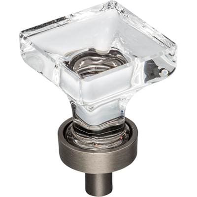 Jeffrey Alexander 1'' Overall Length Brushed Pewter Square Glass Harlow Cabinet Knob - Brushed... by Jeffrey Alexander