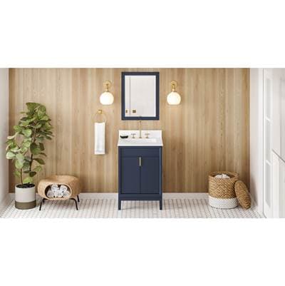 Jeffrey Alexander 24'' Hale Blue Theodora Vanity, White Quartz Vanity Top, Undermount Rectangle... by Jeffrey Alexander