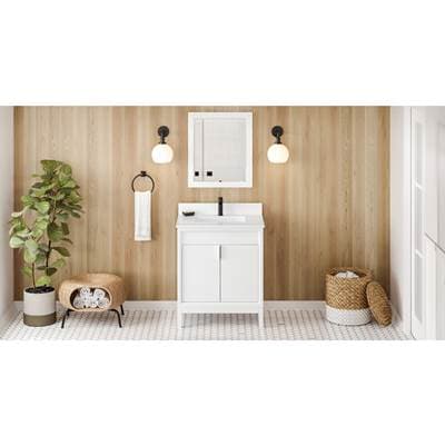 Jeffrey Alexander 30'' White Theodora Vanity, White Quartz Vanity Top, Undermount Rectangle Bowl... by Jeffrey Alexander