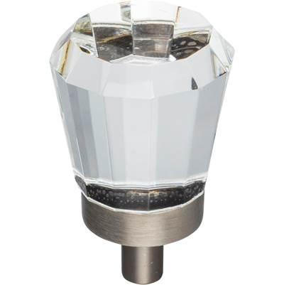 1'' Overall Length Brushed Pewter Faceted Glass Harlow Cabinet Knob by Jeffrey Alexander