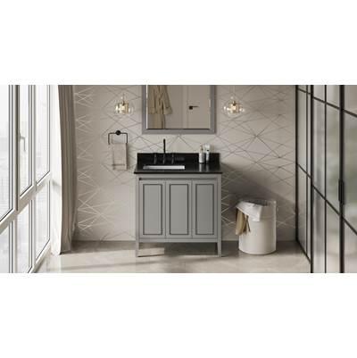 36'' Grey Percival Vanity, Left Offset, Black Granite Vanity Top, Undermount Rectangle Bowl
