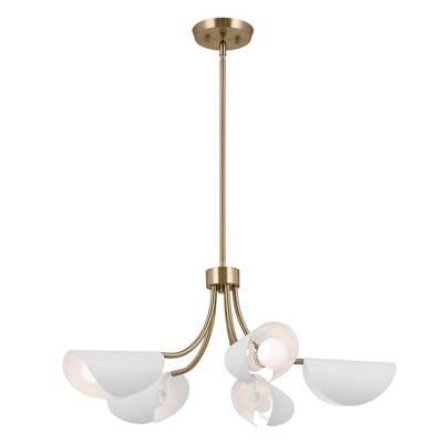 Arcus 29.25 Inch 5 Light Convertible Chandelier in Champagne Bronze with White by Kichler Lighting