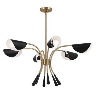 Arcus 39.25 Inch 6 Light Chandelier in Champagne Bronze with Black