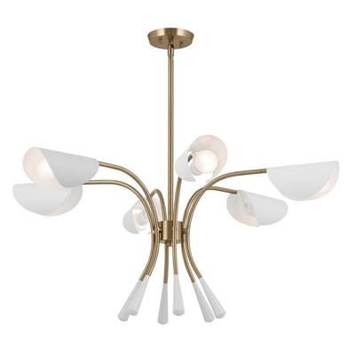 Arcus 39.25 Inch 6 Light Chandelier in Champagne Bronze with White by Kichler Lighting