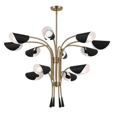 Arcus 46.25 Inch 12 Light Chandelier in Champagne Bronze with Black by Kichler Lighting