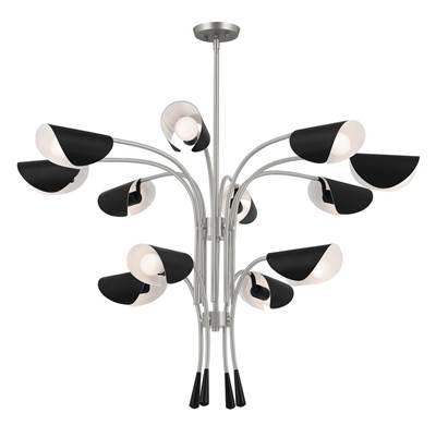 Arcus 46.25 Inch 12 Light Chandelier in Satin Nickel with Black by Kichler Lighting