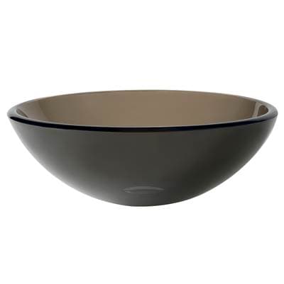 Kraus Round Clear Brown Glass Vessel Bathroom Sink, 14 Inch by Kraus