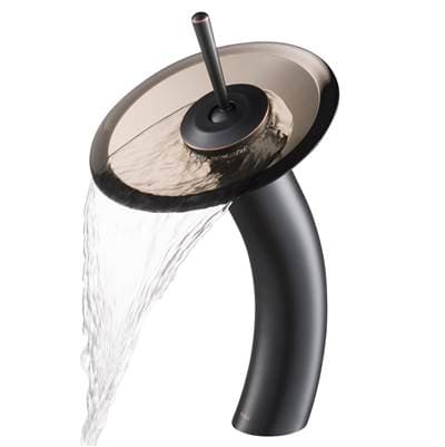 Kraus Tall Waterfall Bathroom Faucet for Vessel Sink with Clear Brown Glass Disk, Oil Rubbed... by Kraus