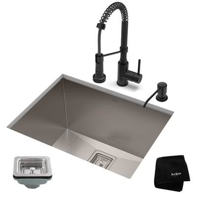 Kraus 24-inch 18 Gauge Paxe Laundry and Utility Sink Combo Set with Matte Black Boldene Kitchen... by Kraus
