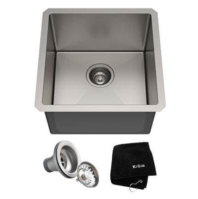 Kraus Standart PROE 17-inch 16 Gauge Undermount Single Bowl Stainless Steel Kitchen Bar Sink - Satin by Kraus